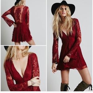 ISO free people reign over me lace dress in red